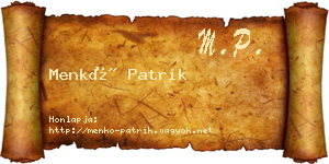 Menkó Patrik névjegykártya